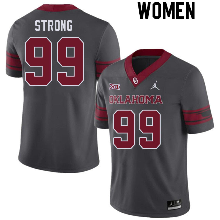 Women #99 Markus Strong Oklahoma Sooners College Football Jerseys Stitched Sale-Charcoal